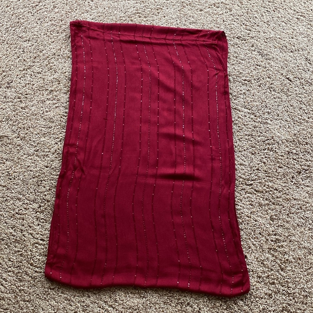 White House Black Market Sequin Infinity Scarf (Dark Red) - Picture 3 of 5